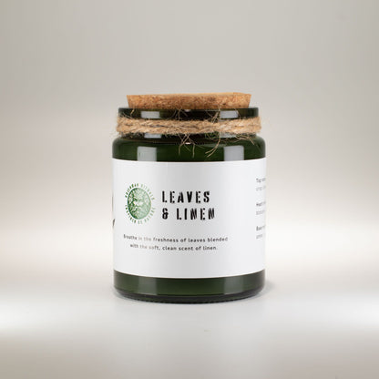 Greenman Woodwick Soy Candle - Leaves & Linen
